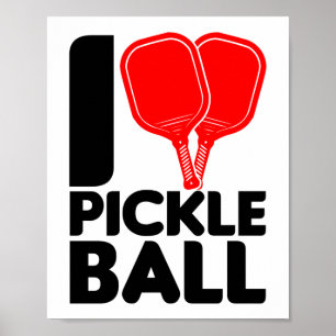 Affiche Drôle J'Aime Le Coeur Du Pickleball