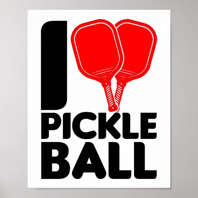 Affiche Drôle J'Aime Le Coeur Du Pickleball (Devant)