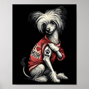Affiche Drôle J'Aime Maman Tatouage Chinois Crested Maman 