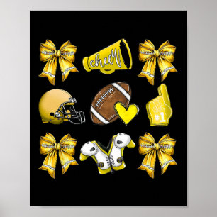 Affiche Drôle Jaune Cheer Coquette Football Maman Femmes G