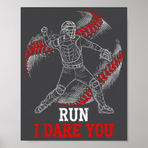 Affiche Drôle je cours vous osez joueurs de baseball recev