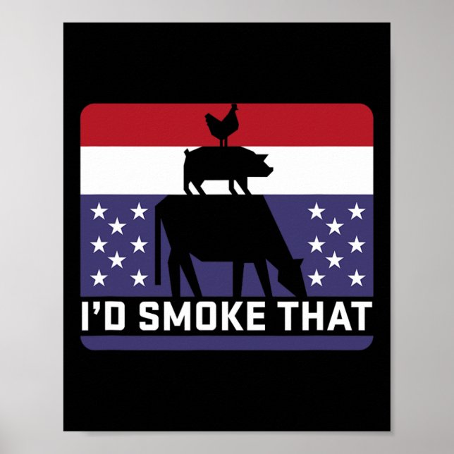 Affiche Drôle je fumerais ce barbecue Retro Grilling Bbq (Devant)