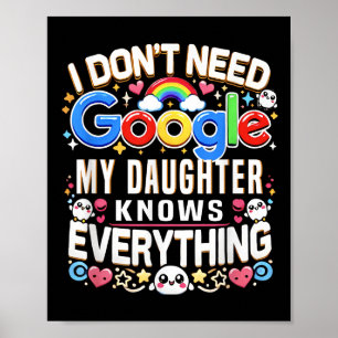 Affiche Drôle je n'ai pas besoin de Google, ma fille conna