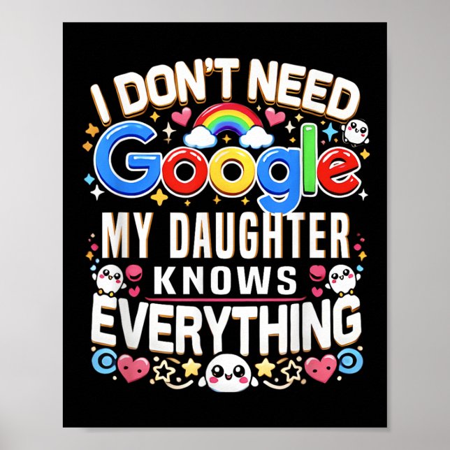 Affiche Drôle je n'ai pas besoin de Google, ma fille conna (Devant)