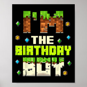 Affiche Drôle je suis le garçon d'anniversaire vidéo gamer