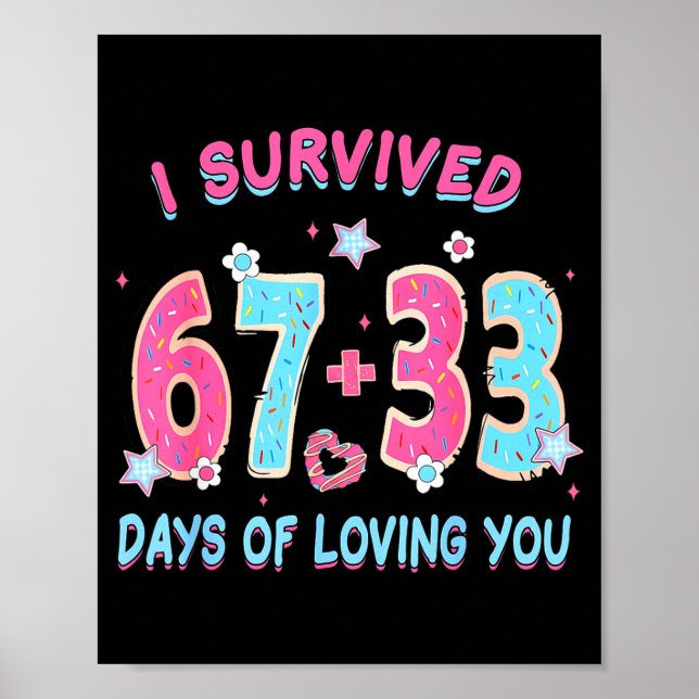 Affiche Drôle Je Survivécu 67 + 33 Jours D'aimer Vous Sain (Devant)