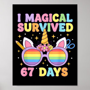 Affiche Drôle Je Survivécu 67 Jours D'école Chats Enseigna