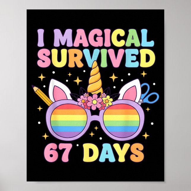 Affiche Drôle Je Survivécu 67 Jours D'école Chats Enseigna (Devant)