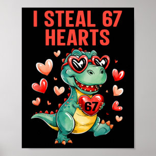 Affiche Drôle, je vole 67 coeurs T-rex dinosaure Saint Val