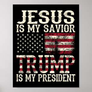 Affiche Drôle Jésus Américain Est Mon Sauveur Trump Est Mo