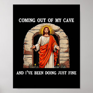 Affiche Drôle Jésus De Pâques Sortant De Ma Grotte Retro H