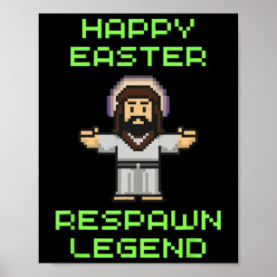 Affiche Drôle Jeu Vidéo de Pâques Jésus - Légende Respawn