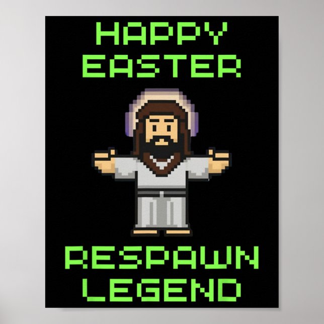 Affiche Drôle Jeu Vidéo de Pâques Jésus - Légende Respawn  (Devant)