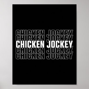 Affiche Drôle Jockey de poulet empilé Répétition Font Fun