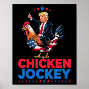 Affiche Drôle Jockey de poulet Trump Mème