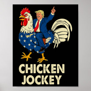 Affiche Drôle Jockey De Poulet Trump Mème Pour Hommes Femm