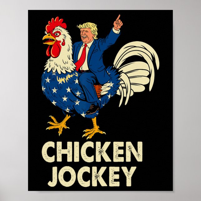 Affiche Drôle Jockey De Poulet Trump Mème Pour Hommes Femm (Devant)
