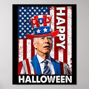 Affiche Drôle Joe Biden 4 juillet heureux Halloween Amériq