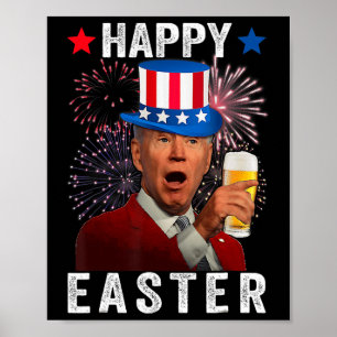 Affiche Drôle Joe Biden Confus Joyeuses Pâques Pour 4 Juil