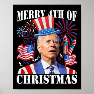 Affiche Drôle Joe Biden Joyeux 4 de Noël 4 juillet