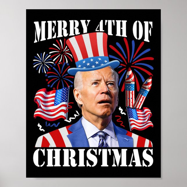 Affiche Drôle Joe Biden Joyeux 4 de Noël 4 juillet (Devant)