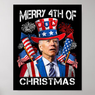 Affiche Drôle Joe Biden Joyeux 4 de Noël 4 juillet