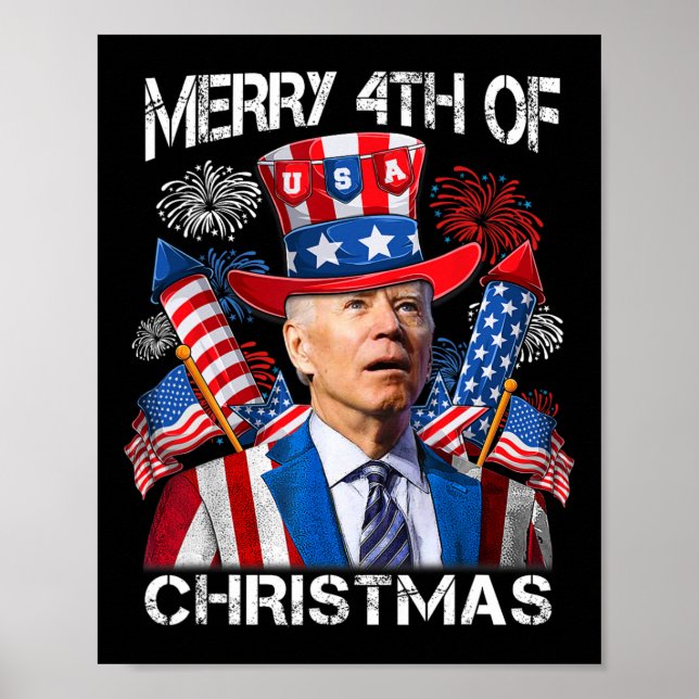 Affiche Drôle Joe Biden Joyeux 4 de Noël 4 juillet (Devant)