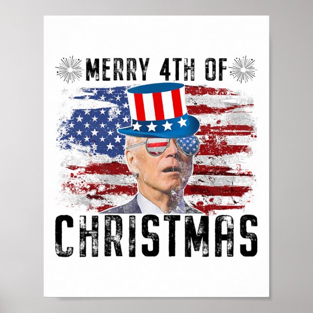 Affiche Drôle Joe Biden Joyeux 4ème Noël 4 juillet (Devant)