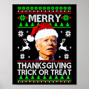 Affiche Drôle Joe Biden Joyeux Thanksgiving Trick Or Treat