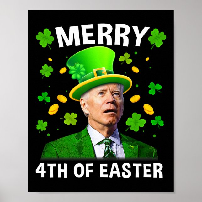 Affiche Drôle Joe Biden St Patricks Day Joyeux 4ème de Pâq (Devant)