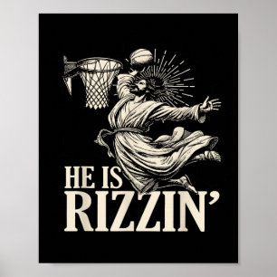 Affiche Drôle Jouer Basket Pâques Il Est Rizzin