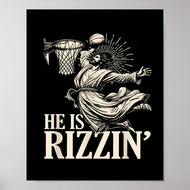 Affiche Drôle Jouer Basket Pâques Il Est Rizzin (Devant)