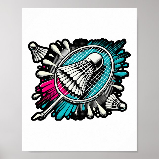 Affiche Drôle Joueur Badminton Love Shuttle Design 17 (Devant)