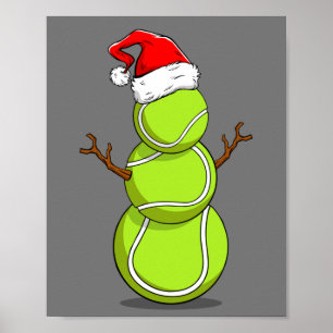 Affiche Drôle joueur de tennis Snowman cadeau de Noël