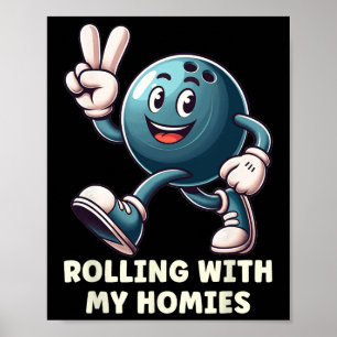 Affiche Drôle Joueuse De Bowling Hommes Femmes Roulant Ave