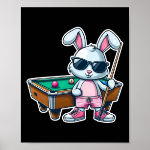 Affiche Drôle Jour de Pâques Bunny Dunny Billard Garçons E