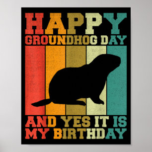 Affiche Drôle Joyeuse Jour de la marmotte Oui C'est mon an