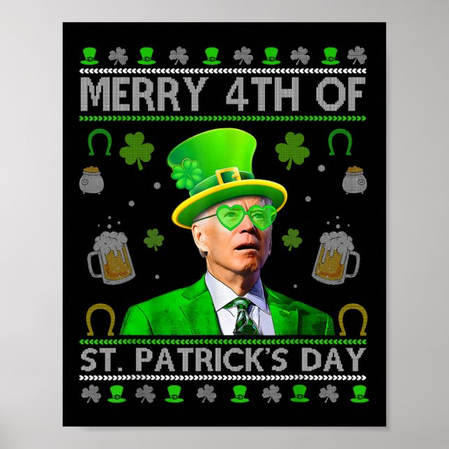 Affiche Drôle Joyeux 4ème jour de la Saint-Patrick Joe Bid (Devant)