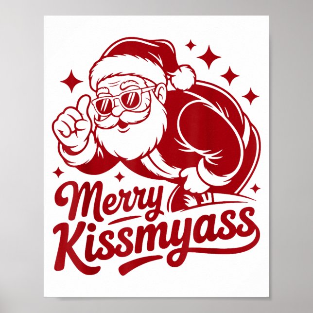 Affiche Drôle Joyeux BaiserMon Noël Drôle Père Noël  (Devant)