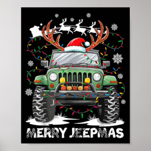 Affiche Drôle Joyeux Jeepmas Lumineux Renne Noël Ugly Chri