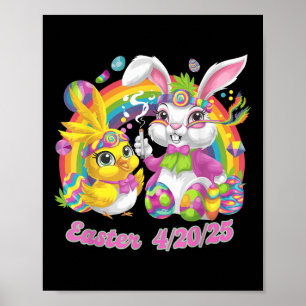 Affiche Drôle Joyeux lapin de Pâques Fumer les mauvaises h