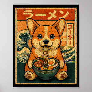 Affiche Drôle Kawaii Ramen Corgi Nouilles Japonaises Corgi