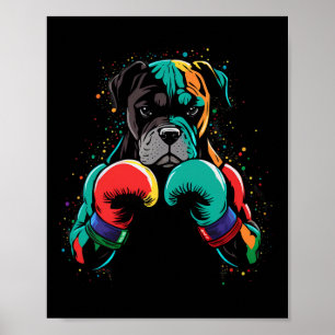 Affiche Drôle Kickboxing Ou Boxer Chien Homme Femme Enfant