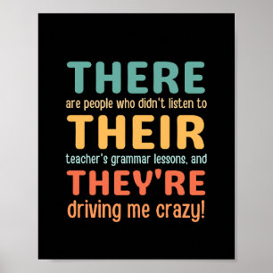 Affiche Drôle là-bas Ils sont professeur de grammaire angl