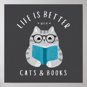Affiche drôle La vie est meilleure avec des chats 