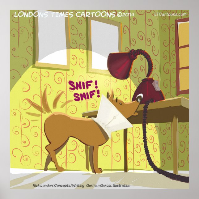 Affiche drôle Lampe de reniflage Collier E-C Chien (Devant)