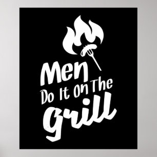 Affiche Drôle Les Hommes Du BBQ Le Fument Sur Le Grill