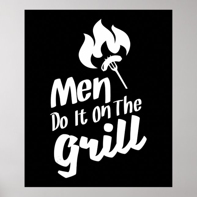 Affiche Drôle Les Hommes Du BBQ Le Fument Sur Le Grill (Devant)