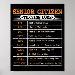 Affiche Drôle Les Personnes Âgées Texter Le Code Pour Les 
