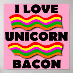 Affiche drôle Licorne Bacon